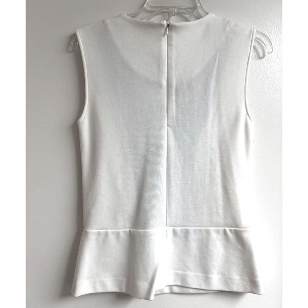 Calvin Klein Sequin Peplum Top White Black Colorblock Sleeveless Holiday Shine S - Picture 4 of 7